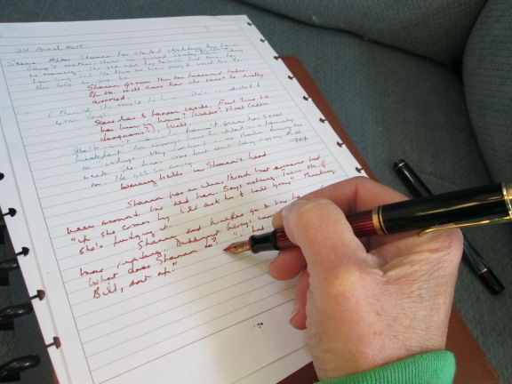 The moving hand writes and a scene takes root.