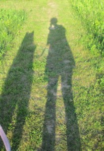 It's hard to take a selfie of me and Trav walking, so here are our shadows.